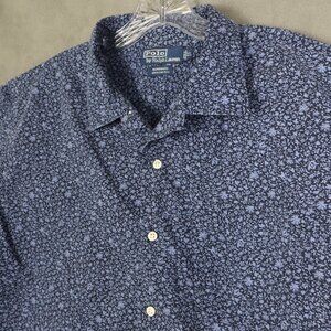Polo Ralph Lauren Bonnard Shirt Mens XL Blue Floral Hawaiian Aloha Camp Collar